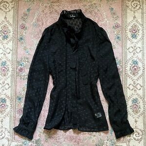 Lulu's Elegant Black Polka Dot blouse